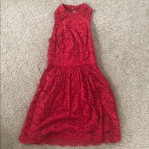 Hollister Red Mock Neck Lace Dress XS
